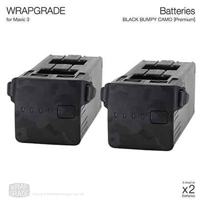 WRAPGRADE Skin Stickers for Mavic 3 Series Pro/Classic/Cine | 2 Batteries (BLACK BUMPY CAMO) - color: Black Bumpy Camo