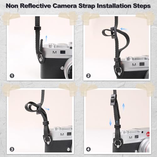 Universal Camera Strap - Camera Neck Strap, Adjustable Shoulder Straps Compatible with Canon, Fujifilm, Nikon, Olympus, Panasonic and other SLR and mirrorless cameras - Blue and Black Stripes - color: Blue and Black Striped