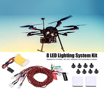 8 LED RC Light Kit, RC Flashing Lighting System, Simulation Flash Lamp for 1/10 RC Airplane Helicopter (4-6V)