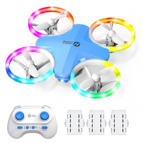 Holy Stone HS180 LED Mini Drone for Kids Beginners, RC Quadcopter with 3 Batteries 21 Min Flight, Easy to Fly, One Key Start, Altitude Hold, 3D Flips, Circle Fly, Headless Mode, Great Easter Gift Toy Drone, Blue - color: Blue