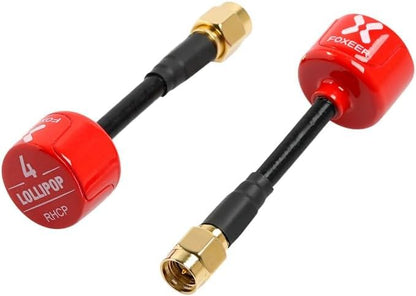 2pcs FOXEER FPV Antenna Lollipop 4 Updated Version 5.8GHz RHCP 2.5Dbi SMA for FPV Racing Drone Fatshark Goggles TX RX - style: Lollipop 4 SMA Red