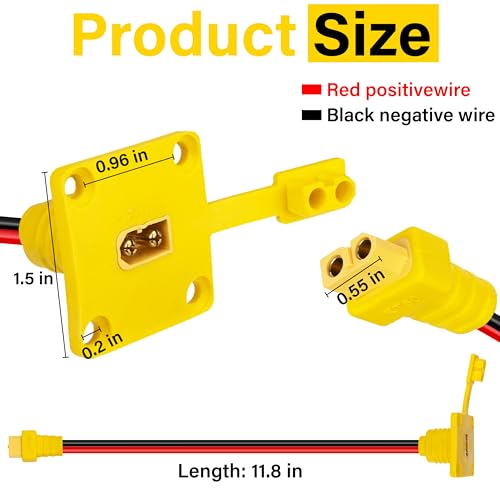 1FT XT60 Male to Female Mount Panel Cable, 12AWG XT60 Connector Kit