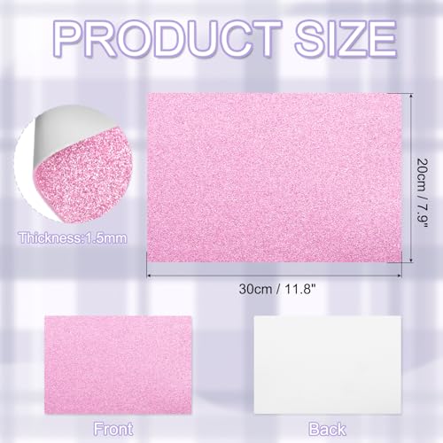 uxcell Foam Sheets 5Pcs 8x12Inch EVA Self-Adhesive Sparkle Pink Glitters - color: Pink