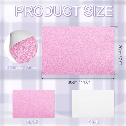 uxcell Foam Sheets 5Pcs 8x12Inch EVA Self-Adhesive Sparkle Pink Glitters - color: Pink