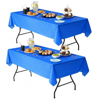 Waterproof Vinyl Tablecloth with Flannel Backing 2 Pcs 60x102 In Blue - color: Blue, size: 60x102 Inch (Rectangular)