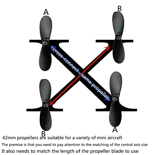 skrnrhrery Mini Propeller, Suitable for Small and Medium UAV Quadcopters - Nylon Propeller with 0.8 and 1.0mm Center Shaft, Blade Length 46/42/37mm - AB Positive and Negative (37MM Shaft 0.8) - size: Length 37 holes 0.8mm