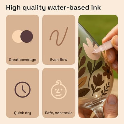 ARTISTRO 12 Skin Tones Paint Pens for Glass Marking - Extra-Fine Tip - color: Skin Tone