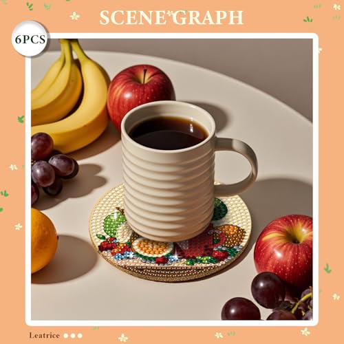 Leatrice 6 Pcs Diamond Art Coasters Small Diamond Painting Kits for Adults - color: BB Grape