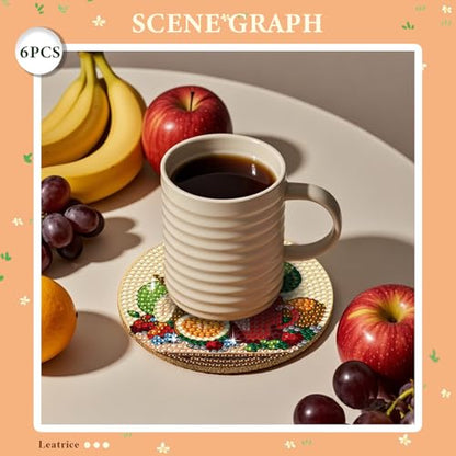 Leatrice 6 Pcs Diamond Art Coasters Small Diamond Painting Kits for Adults - color: BB Grape