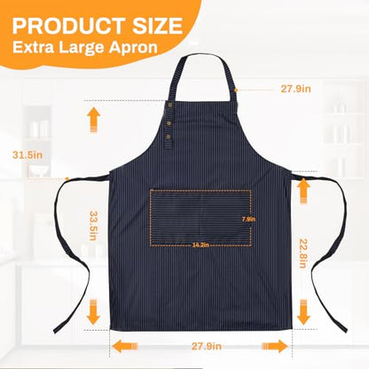 Adjustable Bib Apron Waterdrop Resistant with 2 Pockets Cooking Kitchen Aprons for Women Men Chef - color: Blue