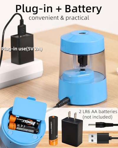 ZMOL Electric Pencil Sharpener Battery Powered, 6-12mm Jumbo Pencils,Blue - color: Blue