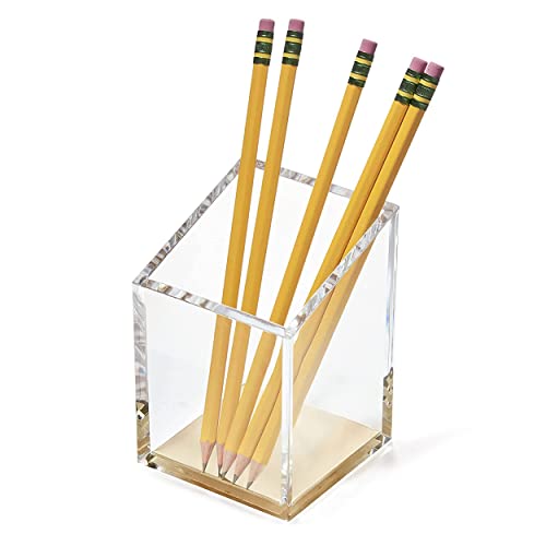 OfficeGoods Acrylic Pen and Pencil Holder, Gold - color: Gold