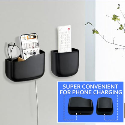 SUNFICON Remote Holder Wall Mount TV FAN Remote Control Holder Bedside Caddy Wall Organizer Phone Holder for Office Adhesive Media Player Controller Holder Box Tray Home Desk Nightstand 2 SMALL BLACK - color: 2SMALL BLACK