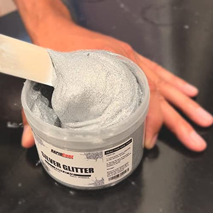 Rapid Cure® Silver Glitter Plastisol Ink - Screen Printing Ink, 8 oz. - color: Silver Glitter, size: 8 fl oz