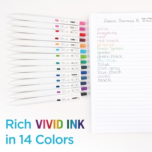 Zebra Pen SARASA R Vivid Gel Retractable Pen, Blue Ink, 0.4mm, 12-Pack - color: Blue
