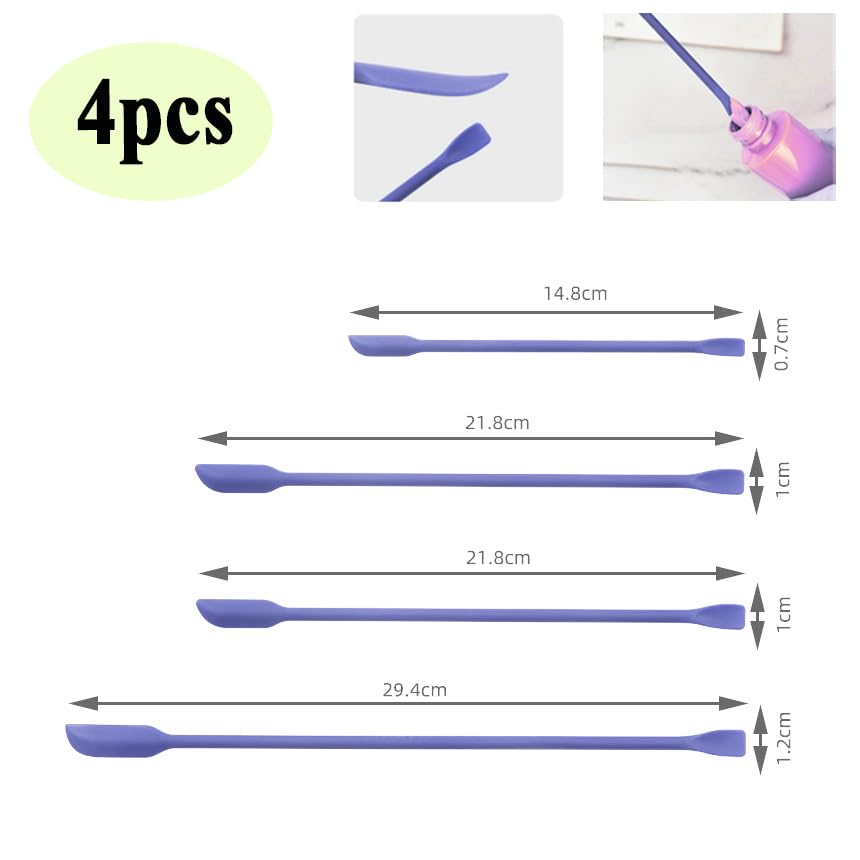4pcs Mini Silicone Spatula for Mixing Beauty Makeup Narrow Cans - color: 4pcs Purple