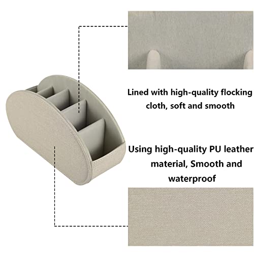 Remote Control Holder,TV Remote Caddy/Box with 5 Compartments,Bedside Table Organizer for Controller,Glasses,makeup brushes,jewelry and Media Player,Pen/Pencil Storage (Cream) - color: Cream