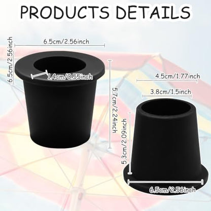 2Pcs Patio Table Umbrella Hole Ring Plug, Silicone Pool Sleeve Stabilizer Cone Wedge, Table Insert for 2-2.5 Inch Hole or 1.5 Inch Adapter (Black)