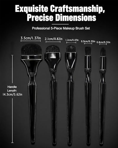 5Pcs Graphite Blending Brushes for Sketching, Dry Brush Miniature Painting - color: Black