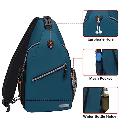 MOSISO Small Sling Bag for Men, Crossbody Shoulder Chest Daypack Bag - color: Deep Teal