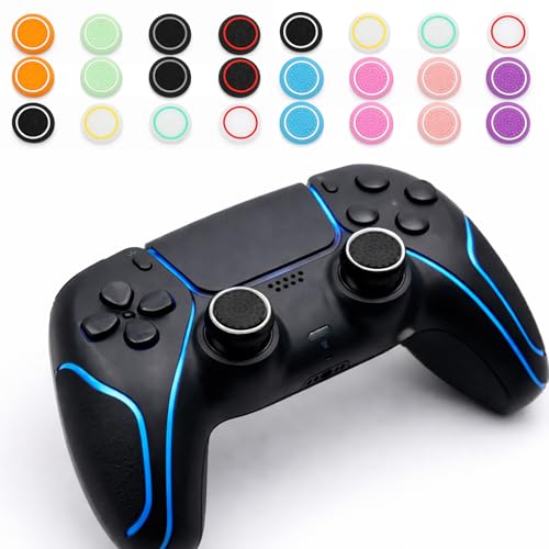 24 Pcs Controller Thumb Grips Set, 12 Pairs Thumb Stick Grip Cover, Silicone Joystick Caps, Joystick Button Caps Controller Assist for PS4/PS5(Multicolor) - color: Multicolor