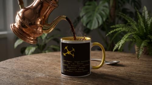 3dRose Black & Yellow Drone with DIY Accelerometer 11oz Two-Tone Yellow Mug - color: Yellow, size: 11 Ounces