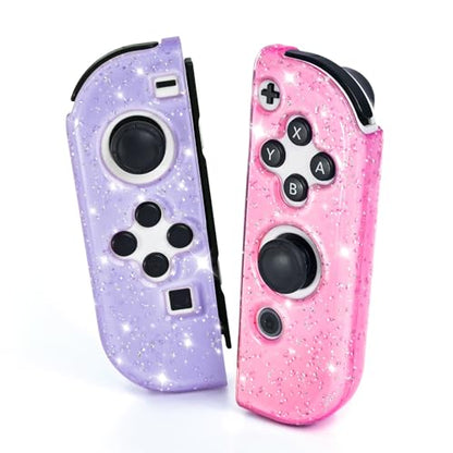 DLseego Glitter Protective Case for Switch Joy Con Controllers, Handheld Soft Silicone TPU Protective Cover Replacement Shell Case Suitable for Switch & Switch OLED Model Joy Cons - Purple Pink - color: Purple Pink