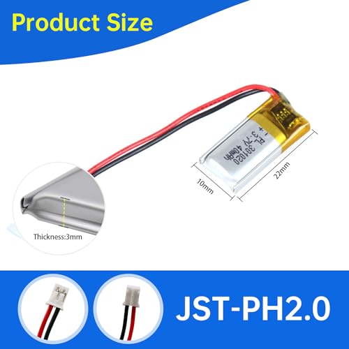 301020 3.7V Lipo Battery 40mAh 301020 Rechargeable Lithium - size: 301020 40mAh