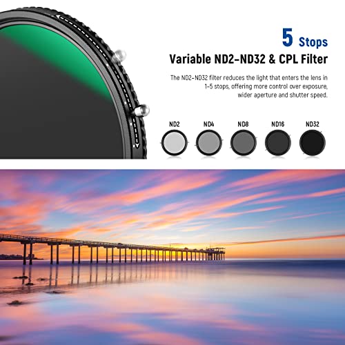 NEEWER 2 in 1 67mm Variable ND & CPL Filter, ND2-ND32 & Circular Polarizer - size: 67mm
