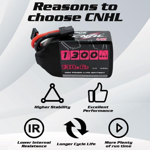 CNHL 1300mAh 6S Lipo Battery 22.2V 130C with XT60 Plug (2 Packs)