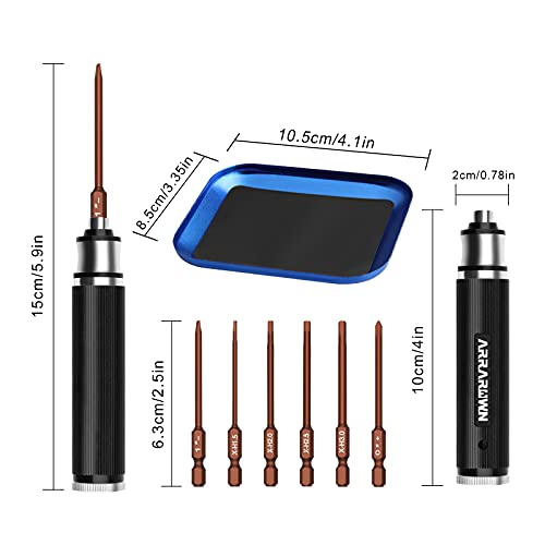 9Pcs RC Car Tool Kit 6 in 1 Hex Screwdriver Set with Tray,Cross Wrench - color: Black With Brown Bits