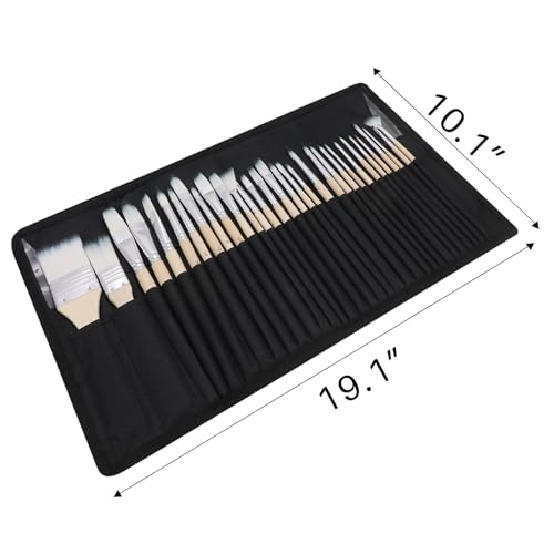 32 Pcs Acrylic Paint Brushes Set & Artecho Titanium White Acrylic Paint 1000ml / 33.8 fl oz Pump Dispenser