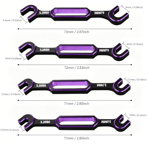 RC Car Turnbuckle Wrenches 3.0/3.2/3.5/3.7/4.0/5.0/5.5/6.0mm, 4PCS Purple - color: Purple