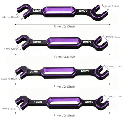 RC Car Turnbuckle Wrenches 3.0/3.2/3.5/3.7/4.0/5.0/5.5/6.0mm, 4PCS Purple - color: Purple