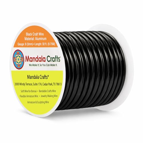 Mandala Crafts 8 Gauge Black Anodized Aluminum Craft Wire, 32 FT - color: Black, size: 8 Gauge