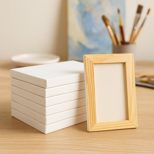 LWR CRAFTS Mini Stretched Canvas 3" X 5" Pack of 6 - size: 3"x5"x6