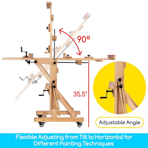MEEDEN Extra-Large H Frame Easel: Solid Beech Wood Artist Easel for Adults - color: Natural