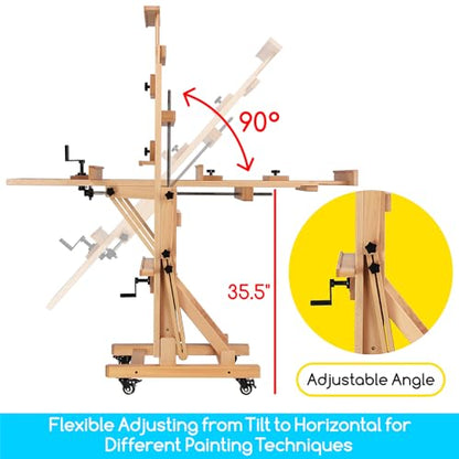 MEEDEN Extra-Large H Frame Easel: Solid Beech Wood Artist Easel for Adults - color: Natural
