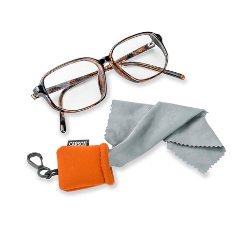 Carson Stuff-It Microfiber Lens Cloth Cleaning System for Eyeglasses, Smartphones, Tablets, Optics, Lenses, Cameras and More - color: Orange
