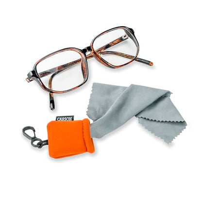 Carson Stuff-It Microfiber Lens Cloth Cleaning System for Eyeglasses, Smartphones, Tablets, Optics, Lenses, Cameras and More - color: Orange