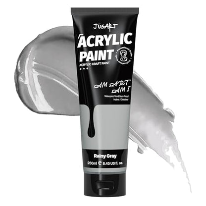 JusArt Gray Acrylic Paint,Rainy Gray Paint Tubes（250ml /8.45 oz - color: Grey