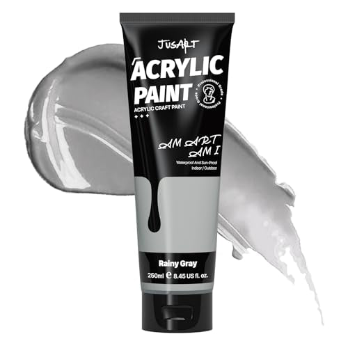 JusArt Gray Acrylic Paint,Rainy Gray Paint Tubes（250ml /8.45 oz - color: Grey