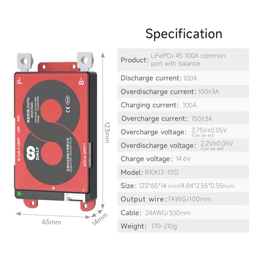 DALY Smart BMS 4S 12V 100A LiFePO4 with WiFi Bluetooth Module CAN RS485 - color: 4S 12V, size: 100A