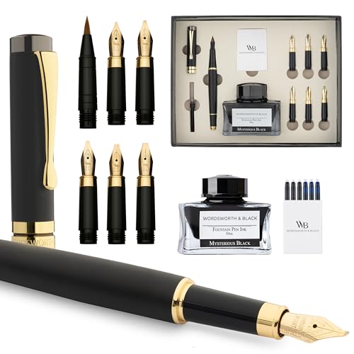Wordsworth & Black Luxury Bamboo Black Calligraphy Pen Set, 6 Nibs - color: Black Wood