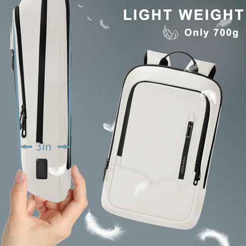 hk Backpack for Men Business Slim Laptop Bag - color: White, size: 17.3 Inch