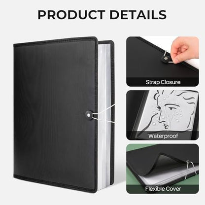 Nicpro 12x18 Art Portfolio Folder, 30 Pockets Art Painting Portfolio Binder - size: 12"x18"