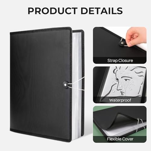 Nicpro 18"x24" Art Portfolio, 30 Pockets Display 60 Pages Art Portfolio Folder with Clear Plastic Sleeves, Artwork Storage Presentation Book for Artists, Painting Carrier Case - size: 18"x24"
