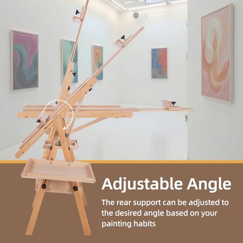 Horizontal Beechwood Studio Easel with Drawer and Palettes, Natural - style: Horizontal Natural