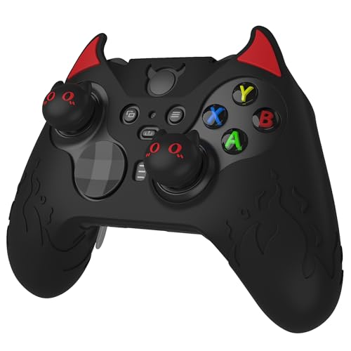 PlayVital Cute Demon Silicone Case Cover for Xbox Elite Wireless Controller Series 2, Kawaii Anti-Slip Shockproof Controller Skin Grip for Xbox Elite Series 2 Core with Thumb Grip Caps - Black - color: Black