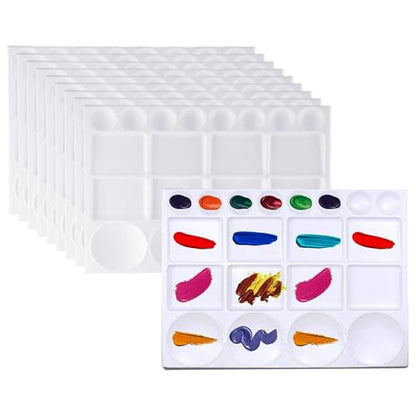 10 Pcs White Plastic Palette 20 Well Watercolor Acrylic Paint Tray